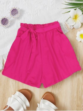 Solid Colored Shorts w/ Front Tie & Pockets